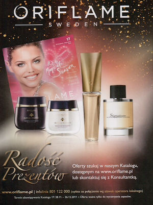 Reklama produktów Oriflame i perfum Signature Cosmopolitan Styczeń 2012