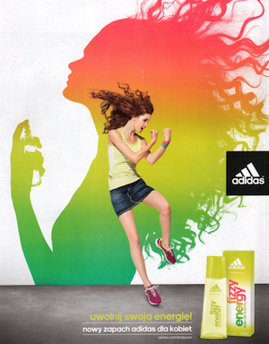 Reklamy perfum w prasie Adidas Frizzy Energy