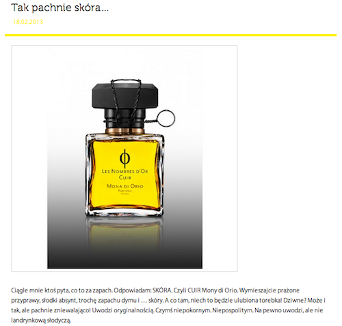 Beata Sadowska Ulubione perfumy Mona Di Orio Les Nombres Dor Cuir