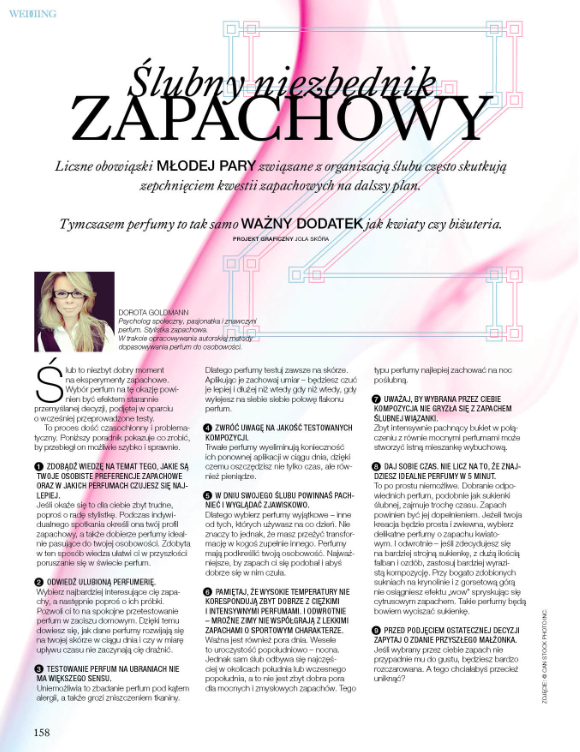 Ślubny niezbędnik zapachowy - artykuł dla magazynu Weddig