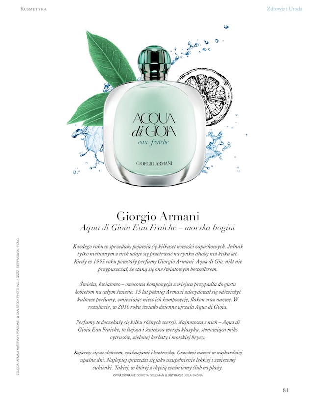 Perfumy Giorgio Armani Acqua di Gioia Eau Fraiche - artykuł dla pisma Wedding