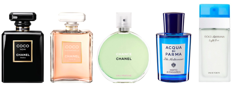 Ulubione perfumy Katarzyny Zielińskiej: Chanel Coco Noir, Chanel Mademoiselle, Chanel Chance Eau Fraîche, Acqua di Parma Blu Mediterraneo Mirto di Panarea, Dolce & Gabbana Light Blue